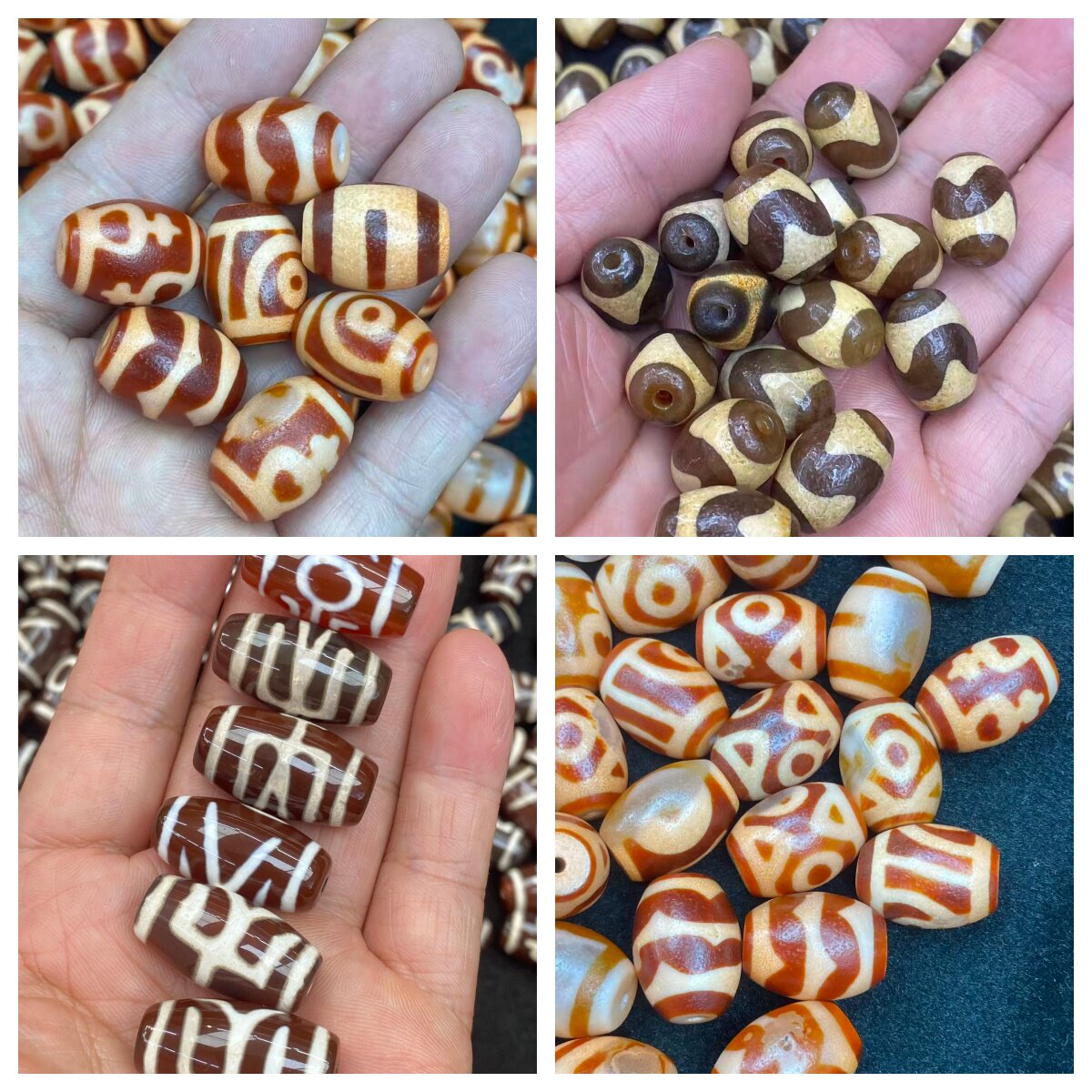 50颗/包普通工艺玛瑙天珠藏式散珠桶珠批发虎牙宝瓶一眼项链配珠