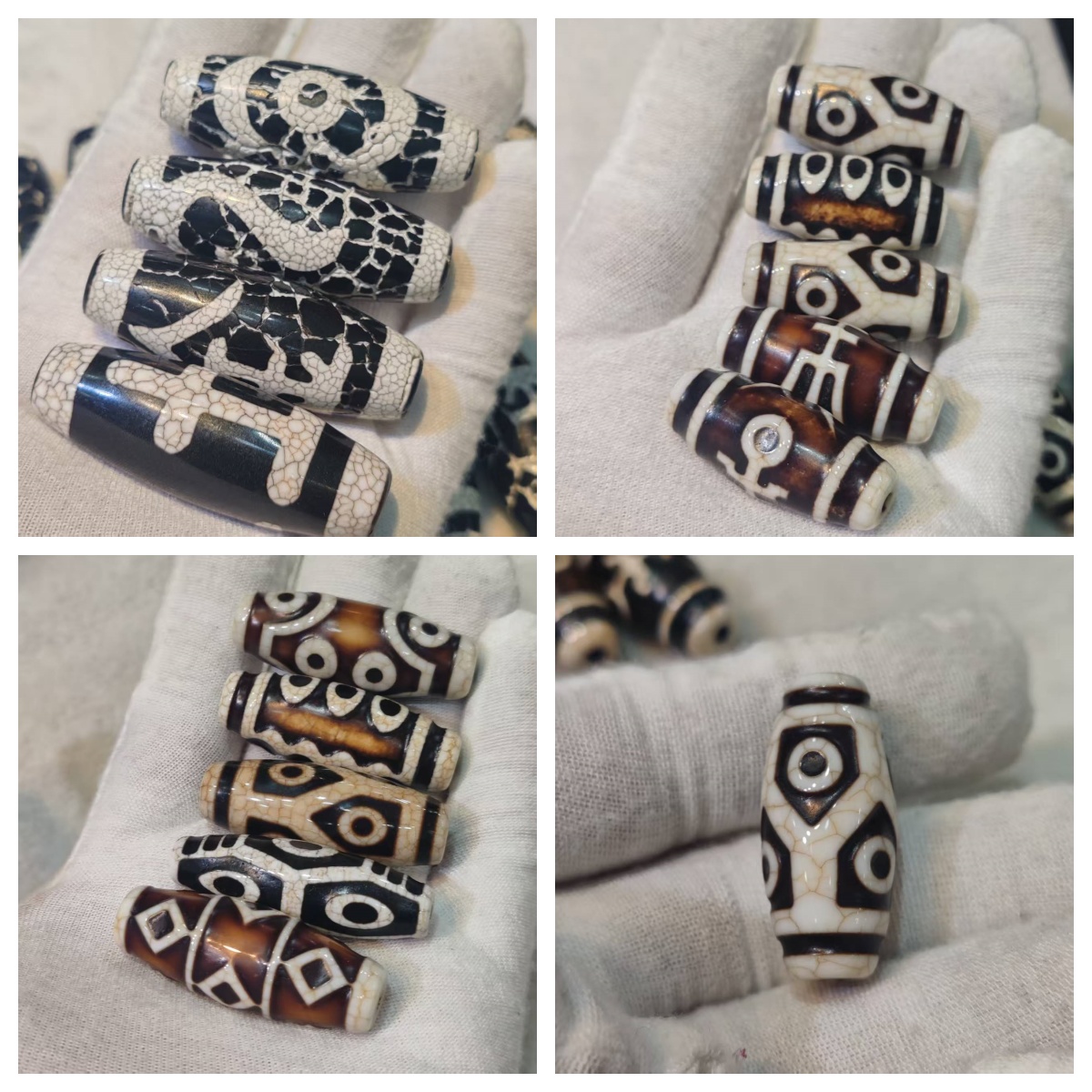 台湾工艺火供龙纹玛瑙天珠龟甲龙六眼贵人观音五七八九眼散珠