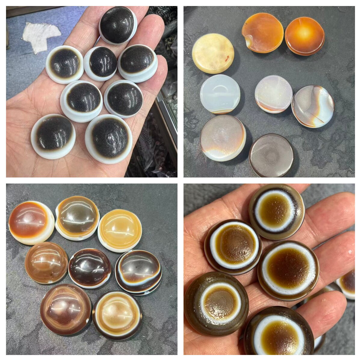 优质正圆逼真大眼睛玛瑙风化包浆老料羊板珠DIY手链项链有孔散珠