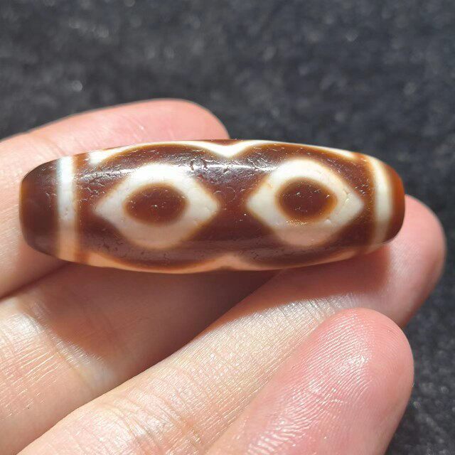 金蟾橘料红肉三眼玛瑙天珠措丝风化包浆橘王白芯台湾工艺天珠aqx9
