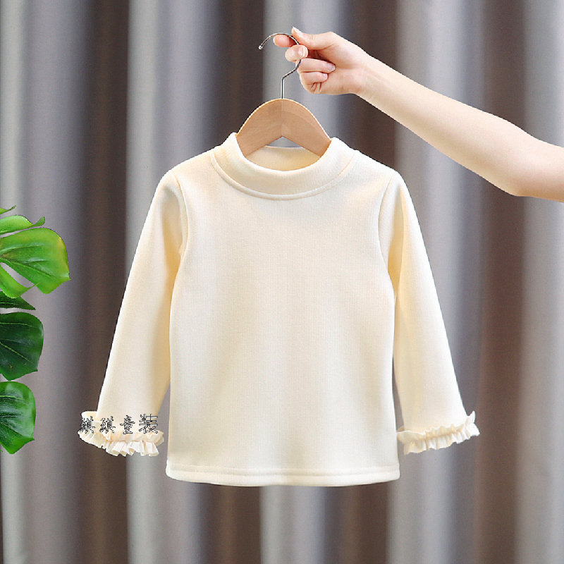 女童2025新款童装加绒打底衫上衣宝宝针织衫花边袖高领秋冬百搭,童装/婴儿装/亲子装,保暖上装,淘宝优惠券,粉丝福利购,淘宝优惠卷