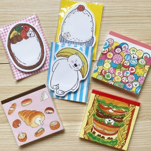 蘑菇屯 日本进口 柴田启子限定款便签 造型付笺 白熊汉堡面包米饭