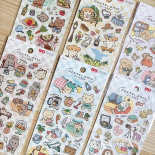 手帐装 DAISO大创卡通小动物生活日常贴纸 饰贴画 日本进口 蘑菇屯