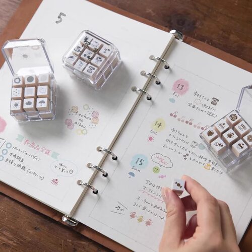 日本Beverly九宫格迷你木质印章