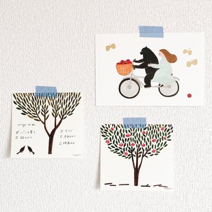 卡片贺卡 cozyca表现社necktie女孩金箔明信片 蘑菇屯 日本进口