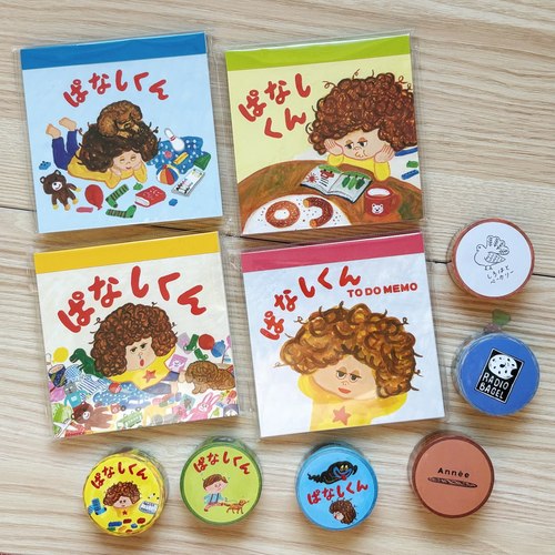日本卷发泡面头小女孩便签胶带