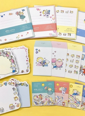 蘑菇屯 日本进口 hallmark春酱和风君可爱小女孩手绘贴纸便签信封