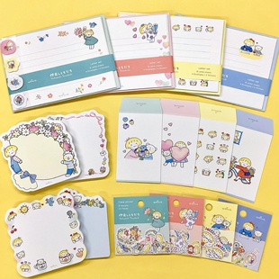 蘑菇屯 日本进口 hallmark春酱和风君可爱小女孩手绘贴纸便签信封
