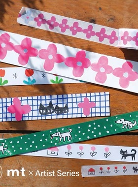 蘑菇屯 日本进口 mt×松林诚联名summer和纸胶带 红花女孩笑脸