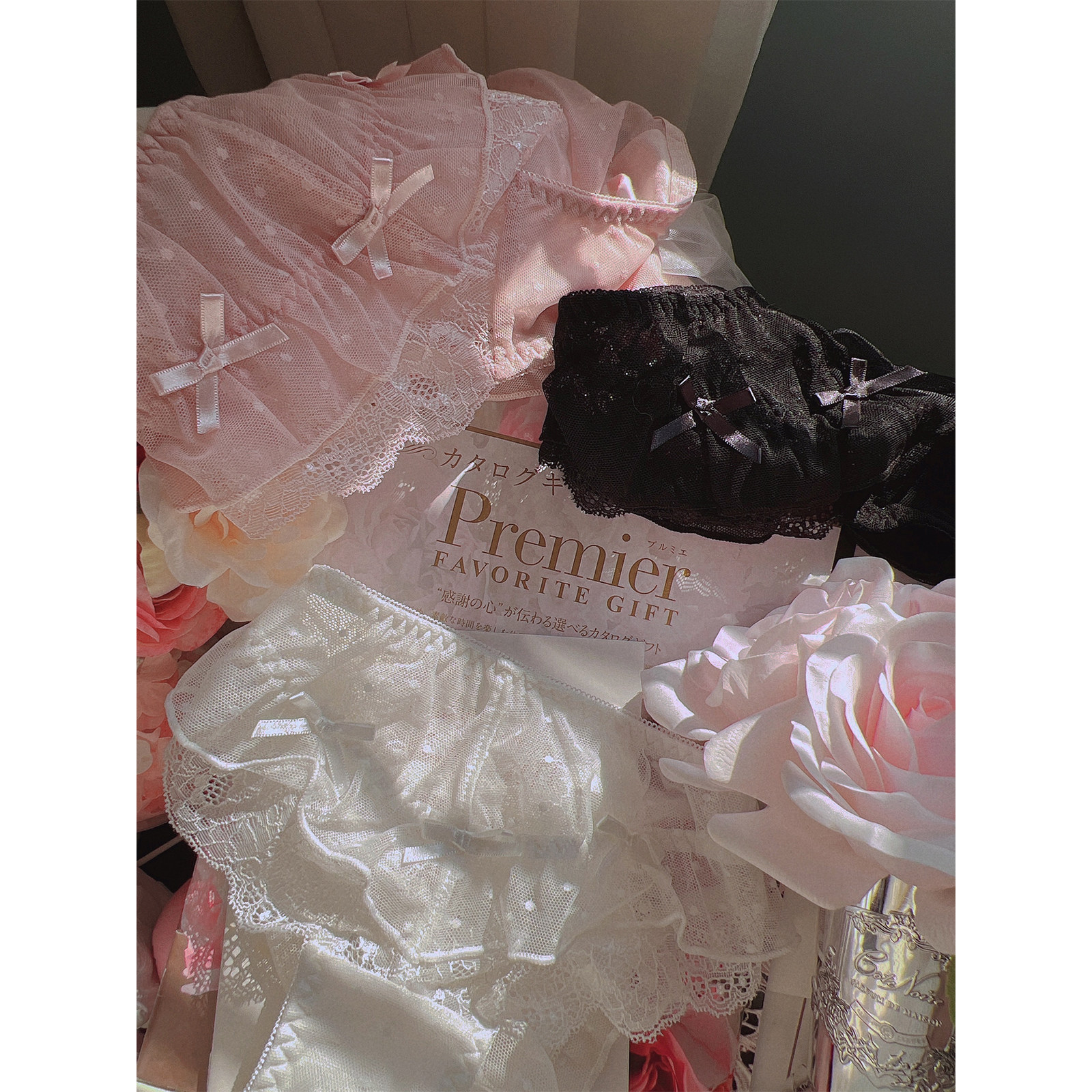 桃蜜糖木耳边蝴蝶结网纱纯欲内裤