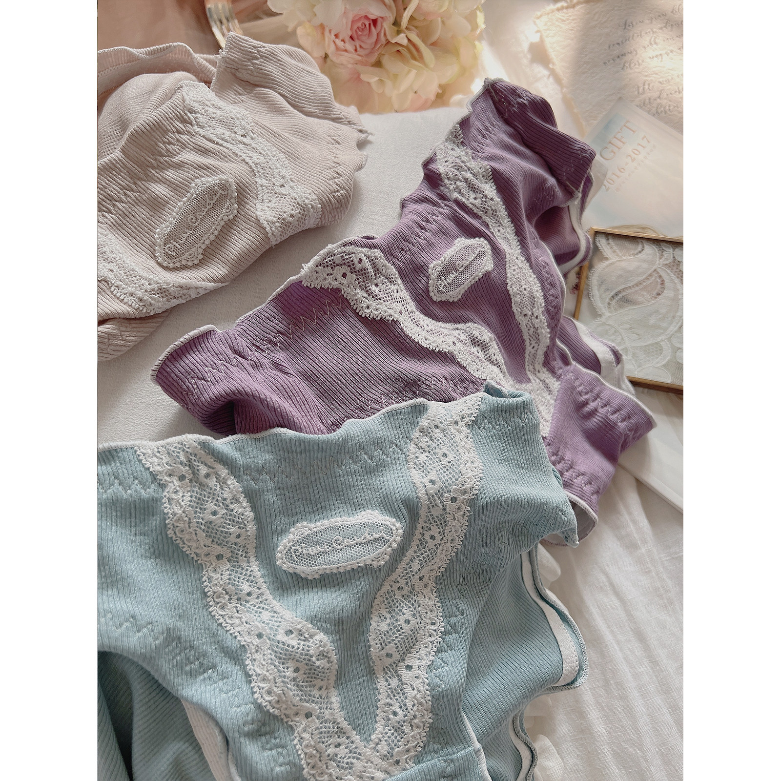 桃蜜糖复古莫兰迪色系莫奈花园柔软日系少女内裤中腰纯棉档三角裤,女士内衣/男士内衣/家居服,女三角裤,淘宝优惠券,粉丝福利购,淘宝优惠卷