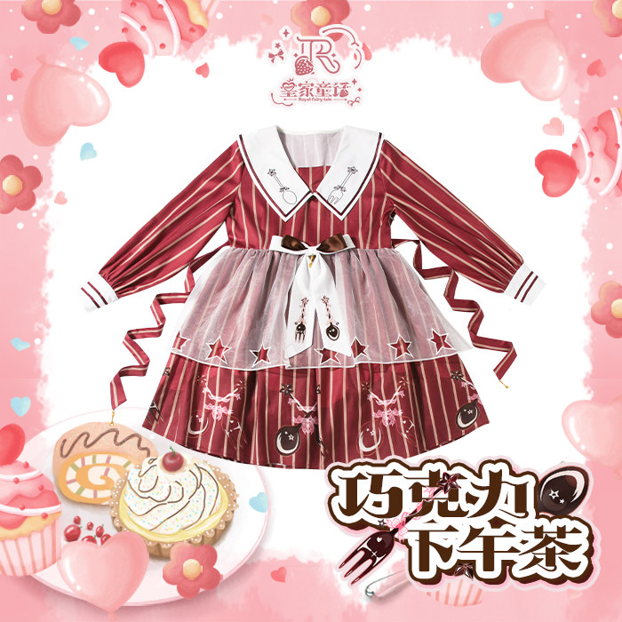 原创印花日系lolita长袖连衣裙
