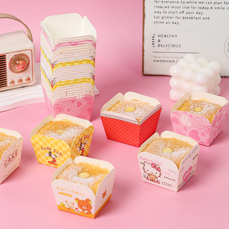 北海道戚风流心蛋糕中号模具纸杯蛋糕一次性方形纸杯耐高温烤箱