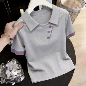 【2026新款】气质轻奢POLO衫短袖女2026夏季设计感宽松上衣