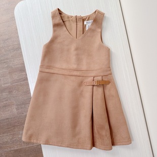 设计师系列 出口美国童装 女童麂皮绒背心裙 长袖 裙 开衫 13岁