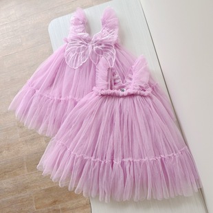 1-4岁 出口澳洲童装多层次飞袖纱纱裙 女童蝴蝶梦幻公主裙 柔软
