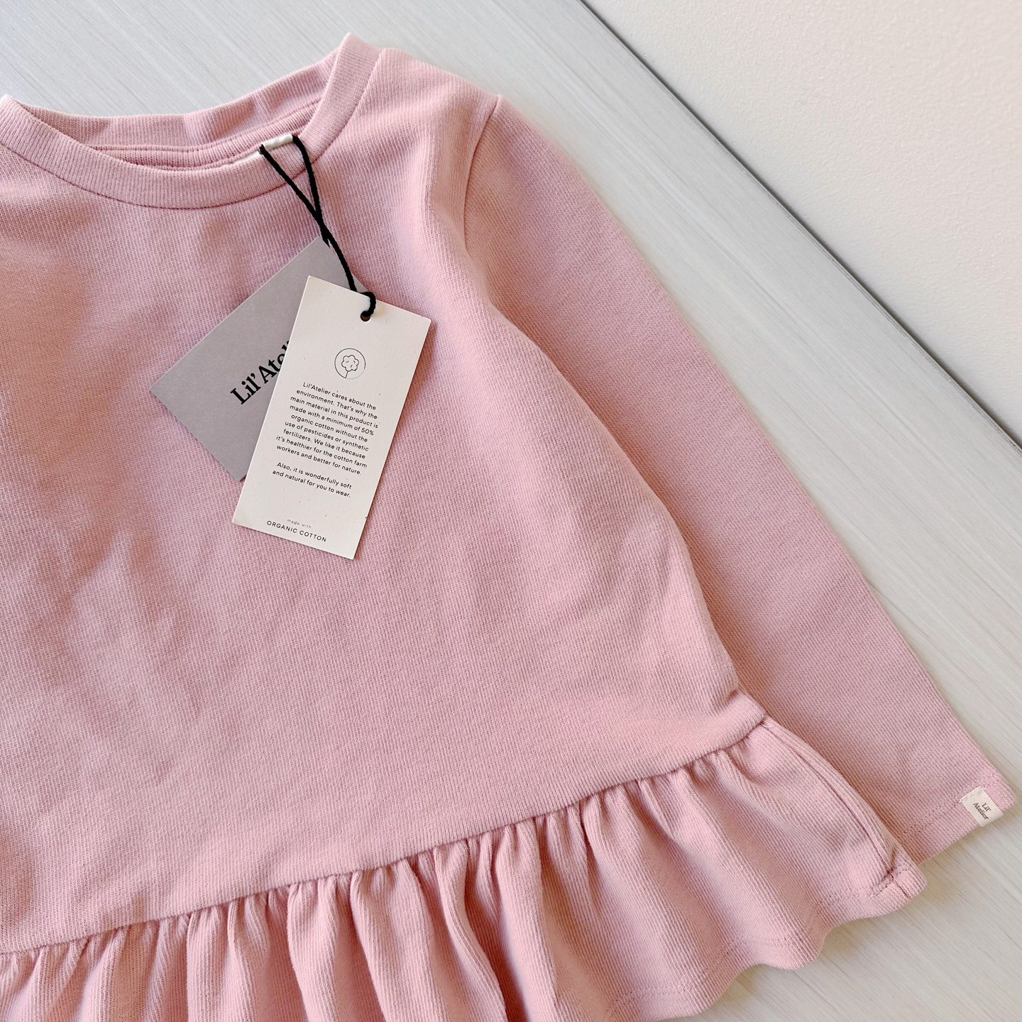 1-8岁 出口丹麦童装 有机棉纯棉长袖裙衫 女中小童北欧风 纯色T恤