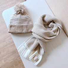 Комплект из двух частей 出口美国童装冬加绒加厚毛线帽子粗毛线围巾中大童洋气围脖7-12岁