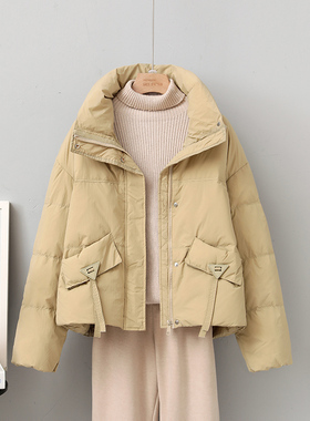 白鸭绒羽绒服女短款新款韩版高端时尚宽松小个子面包服冬季潮