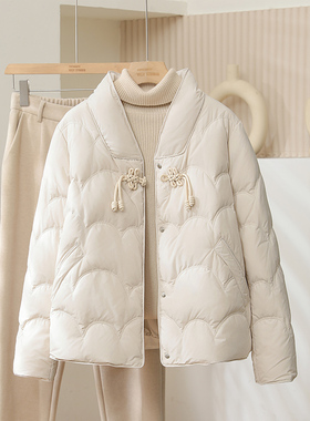 新中式盘扣羽绒服女短款2025秋冬季立领高端洋气国风白鸭绒保暖潮