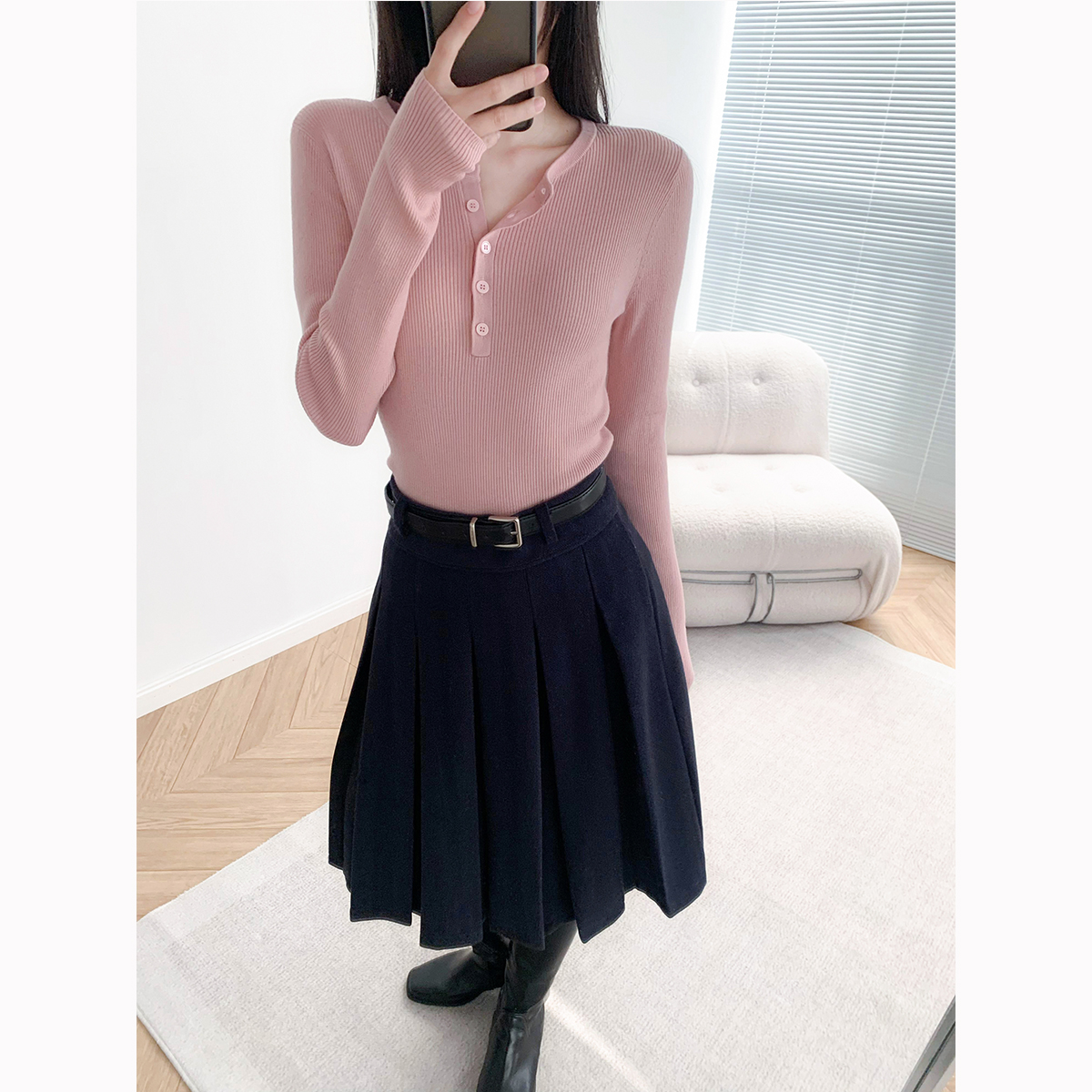 经典亨特领秋冬长袖针织衫打底