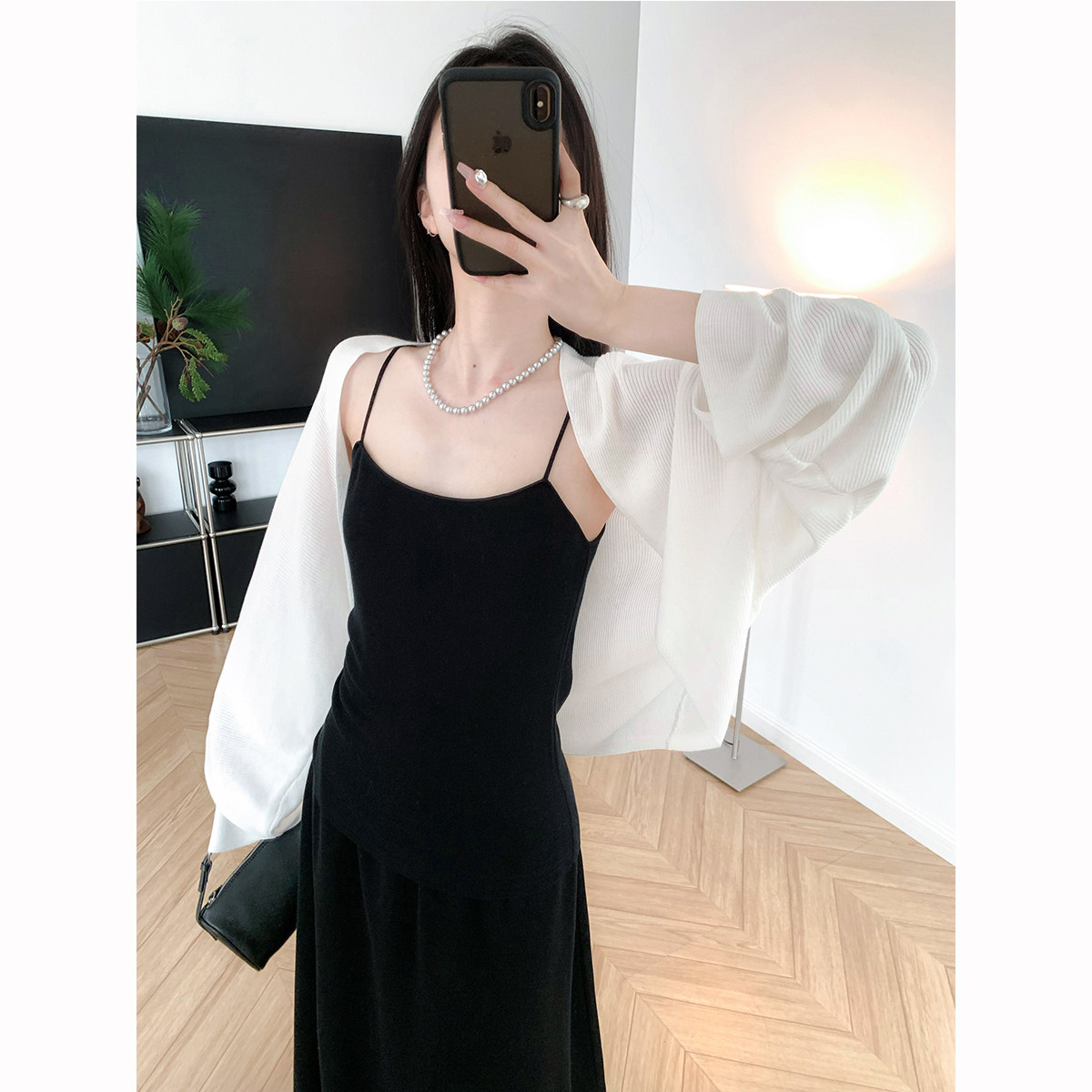 浪漫慵懒 横向肌理 春夏莱赛尔针织披肩无扣蝙蝠袖宽松开衫防晒薄