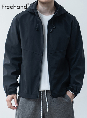 LFH写意 网眼针织底布复合加厚连帽冲锋衣外套男秋季新款宽松风衣