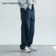 直筒休闲裤 LFH写意 秋季 新款 日系拼接复古牛仔蓝重磅运动卫裤 男士