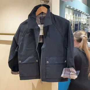 BARBOUR英国正品Barbour无蜡外套春秋风衣格纹袖口猎装夹克
