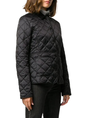 上海现货barbour deveron女士菱格棉服绗缝间棉无蜡外套灯芯绒领