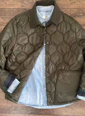 现货Castle of Scotland宽松巴恩风菱格棉服无蜡外套男女内胆棉衣