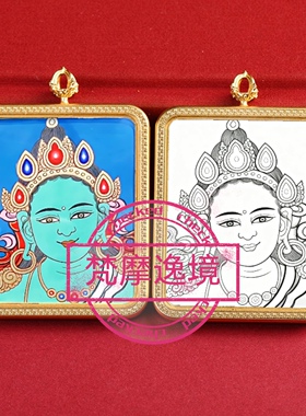 唐卡线稿画芯DIY绿度母白描描金佛像手工本命年招财唐卡手绘