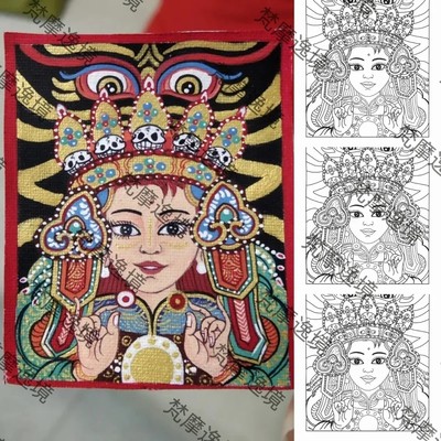 唐卡线稿DIY扎基唐卡西藏唐卡纯手绘唐卡描金佛像白描线稿