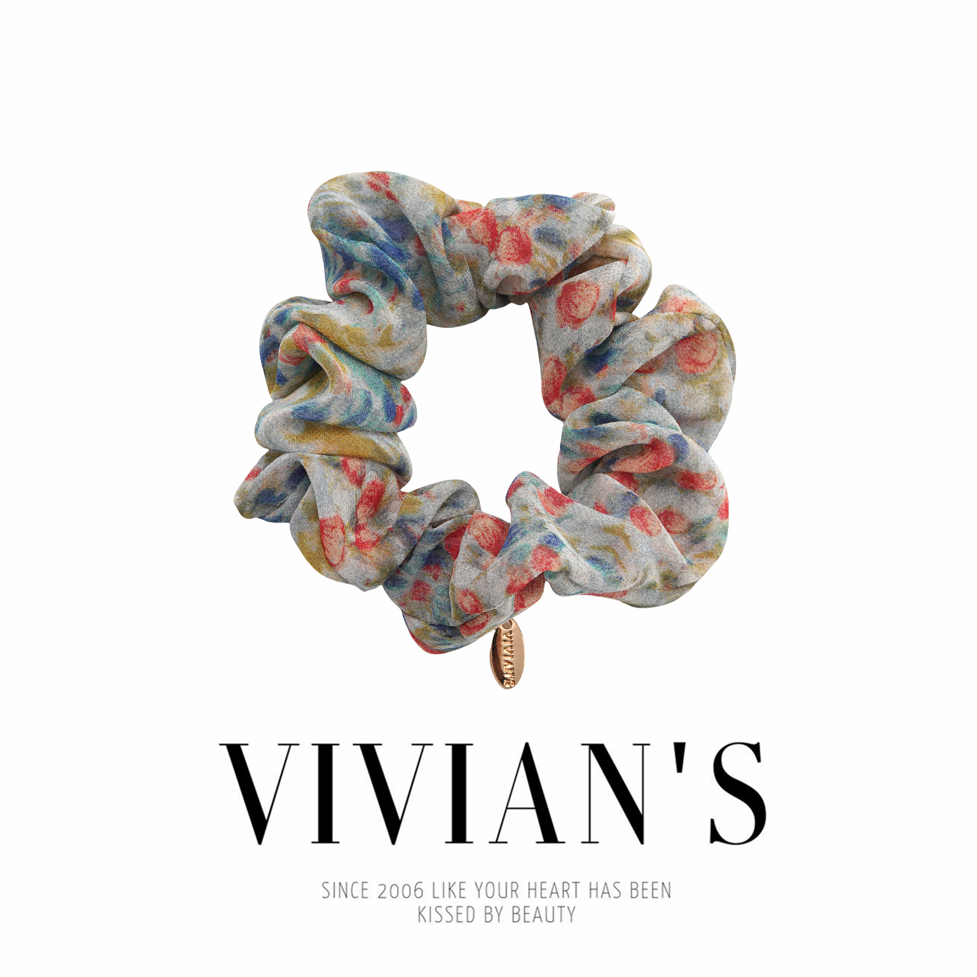 Vivian's油画风花瓣发圈~蓝胭花语~大肠卷发绳皮筋马尾大肠发圈