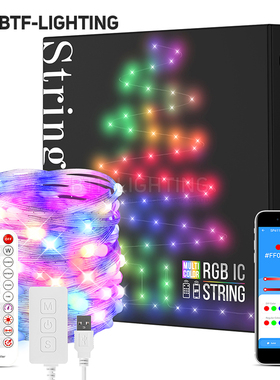 WS2812幻彩RGB灯珠防水皮线灯5V/12可编程流水圣诞节庭院装饰灯串