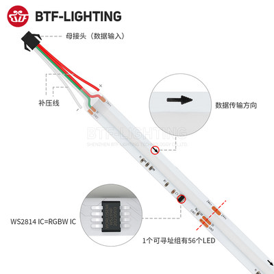 24v可编程cob幻彩WS2814灯带RGBW七彩LED跑马流水追光氛围KTV灯条