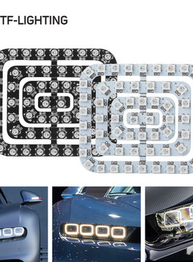 LED全彩方形圆形灯内置芯片WS2812B点控5050RGB灯珠62位矩形灯环