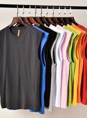 Mens t-shirts cotton sports Man causal t shirt 男夏季无袖T恤