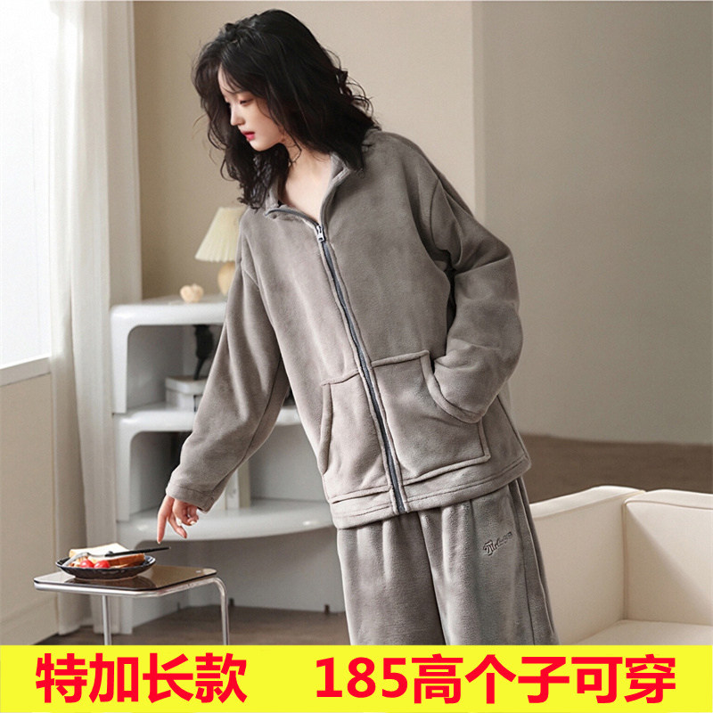 加长版睡衣女175高个子珊瑚绒秋冬季超长款180法兰绒加厚家居服