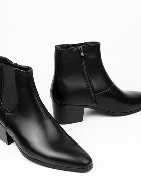 Men high-heeled autumn winter height increasing short boots