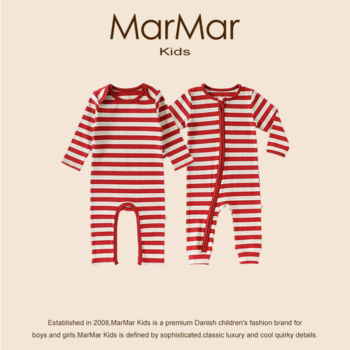 MARMARKIDS纯棉秋冬条纹爬服