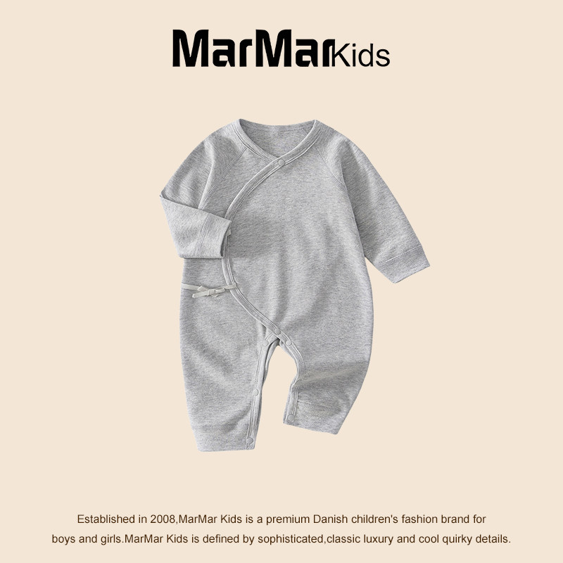 丹麦MARMAR KIDS婴儿连体衣a类系带偏开长袖蝴蝶衣纯棉爬服宝宝衣