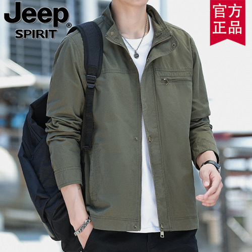 jeep立领春秋美式休闲工装夹克男
