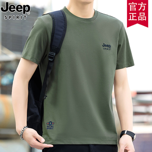 t恤男宽松半袖 jeep官方正品 圆领短袖 新款 体恤上衣服潮流 2025夏季