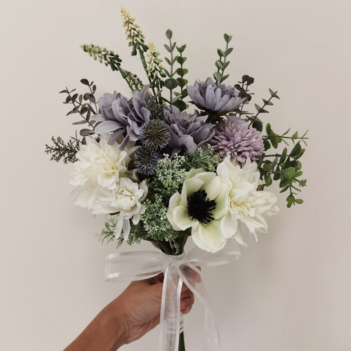大丽花领证紫色系仿真花束