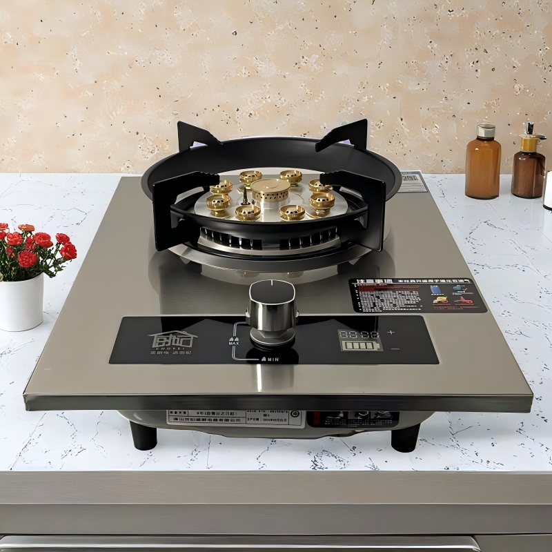 厨妃AB83燃气灶蓝焰灶嵌入式猛火灶单灶熄火保护铜火盖易清洁煤气