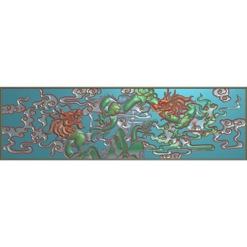 精雕图浮雕图灰度图床头门板靠背沙发抽屉博古柜办公桌台龙 F3955