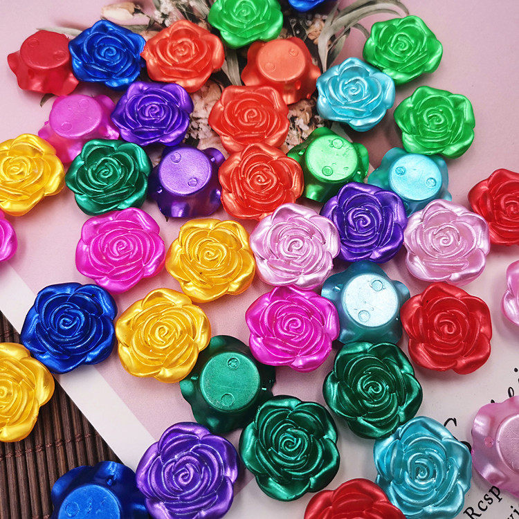 珠光仿珍珠玫瑰花单面珍珠18mm多颜色可选diy手机壳 服装饰品配件