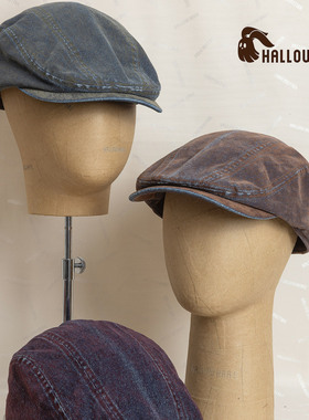 HallowHare韩版复古质感植绒洗旧鸭舌帽
