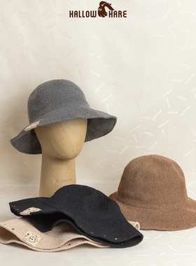 HallowHare铆钉布标装饰休闲高级感时装编织帽